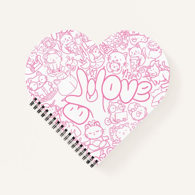 Cuaderno Patten de gato con signo ASL ILY - Diseño ASL (Anverso)