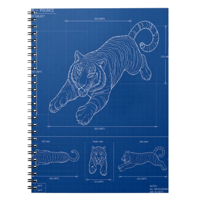 Cuaderno Pauta de salto de tigre – Póster de arte de línea  (Frente)