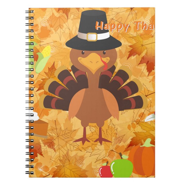 Cuaderno pavo de acción de gracias feliz (Frente)