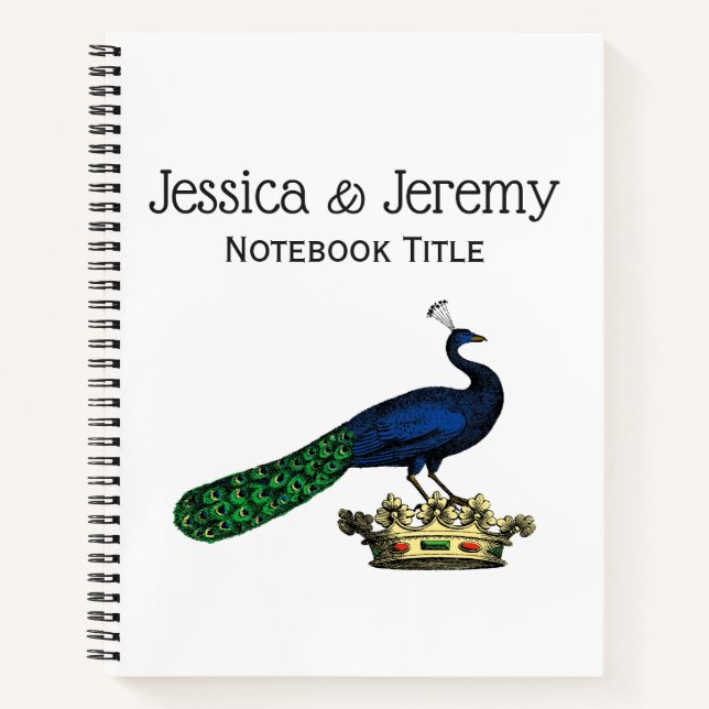 Cuaderno Pavo de pavo real con estilo heráldico en la coron (Anverso)
