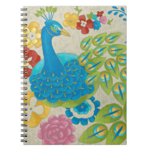 Cuaderno Pavo de paz y flores coloridas