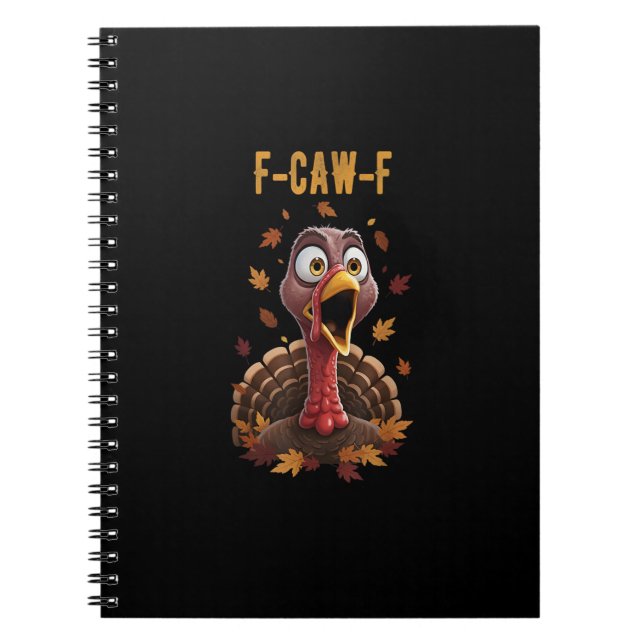 Cuaderno Pavo divertido F-Caw-F gráfico de ave (Frente)