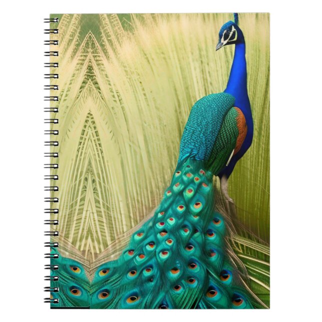 Cuaderno Pavo real azul en la hierba (Frente)
