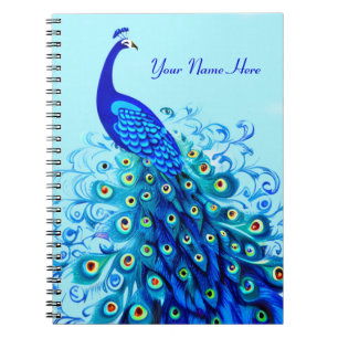 Cuaderno Pavo real en azul turquesa y cobalto