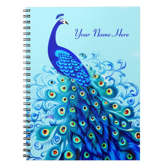 Cuaderno Pavo real en azul turquesa y cobalto (Frente)