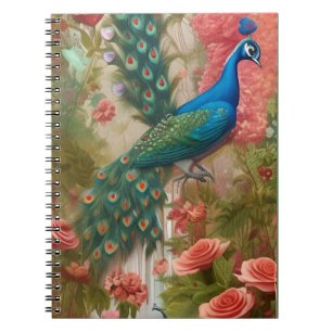Cuaderno Pavo real en el jardín de Rosa de Apricot