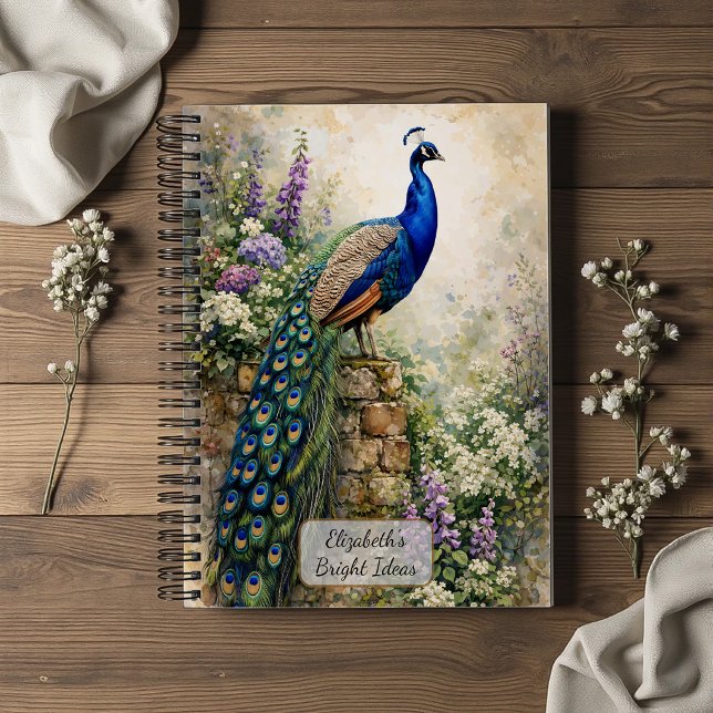 Cuaderno Pavo real en jardín floral (Subido por el creador)