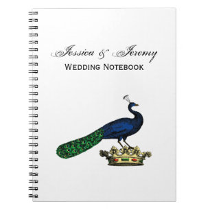 Cuaderno Pavo real estilizado vintage heráldico en corona C