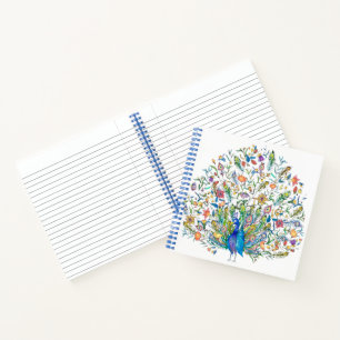 Cuaderno Pavo real floral acuarela