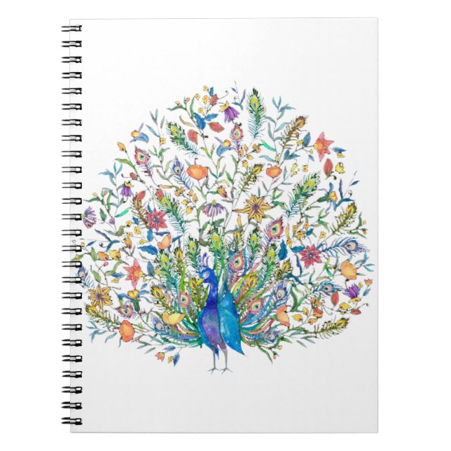 Cuaderno Pavo real floral acuarela (Frente)