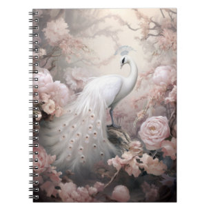 Cuaderno Pavo Real Romántico y Flores Rosa Rubor