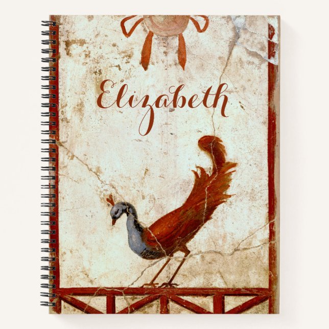 Cuaderno Pavo real sobre pintura antigua romana fresca (Anverso)