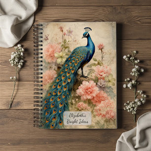 Cuaderno Pavo real vintage