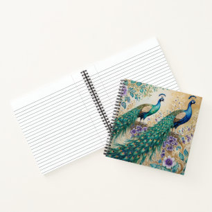Cuaderno Pavo real y acuarela floral Subió