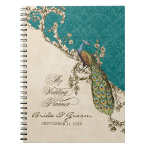 Cuaderno Pavo real y aguafuertes del vintage que casan el