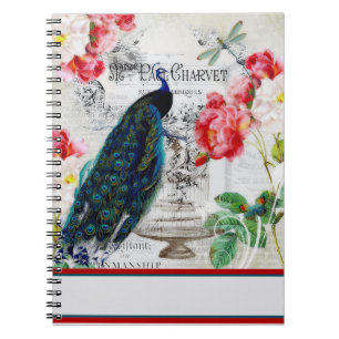 Cuaderno Pavo real y rosas