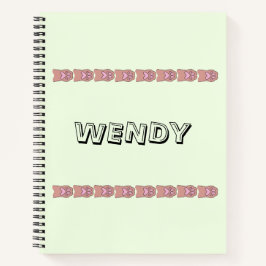 Cuaderno Paw imprime un nombre personalizado verde claro