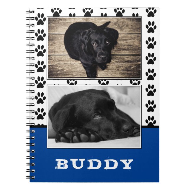 Cuaderno Paw Print Blue Mascota Dog 2 Foto (Frente)