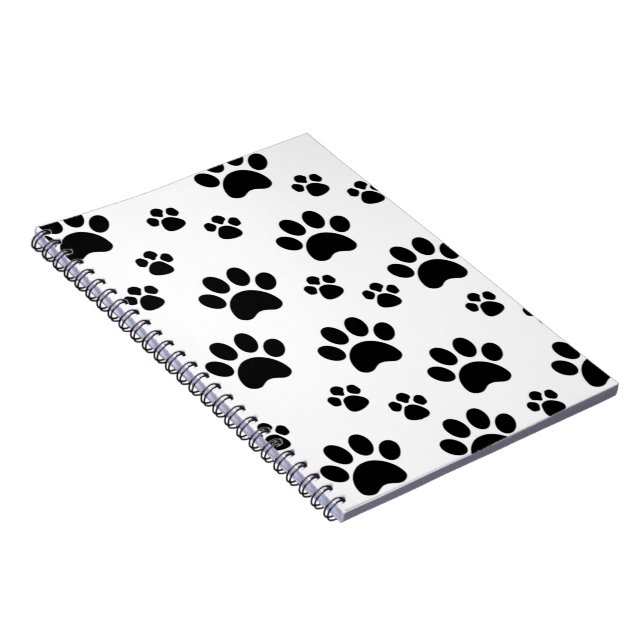 Cuaderno Pawprint blanco y negro (Lado Derecho)