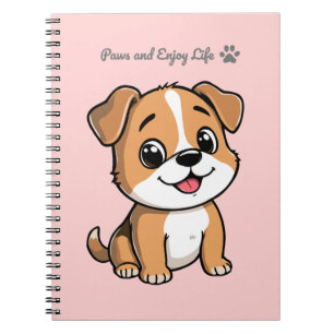Cuaderno Paws and Enjoy Life Cute Puppy Notebook – Pastel
