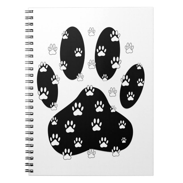 Cuaderno Paws Blancos Sobre La Papelera Negra (Frente)