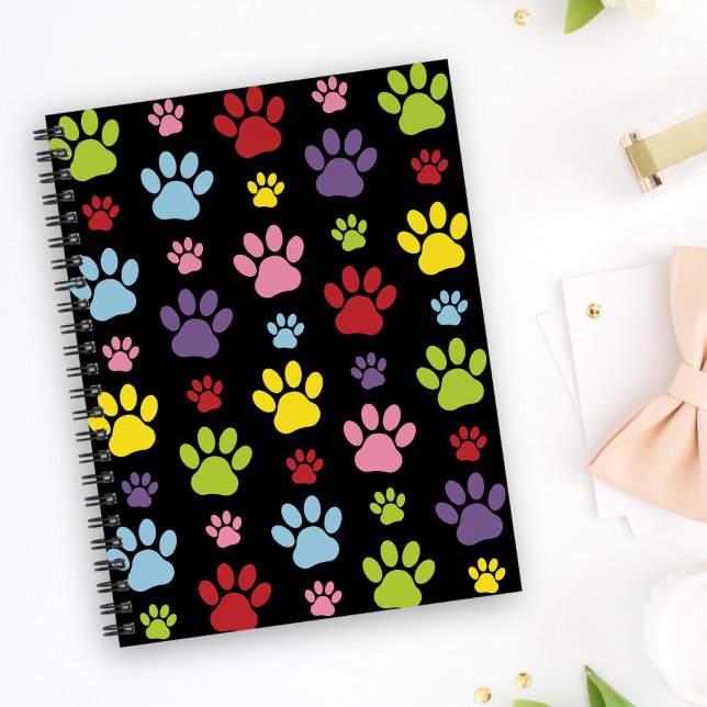 Cuaderno Paws coloridos, Patrón de pata, Impresiones de pat (Subido por el creador)