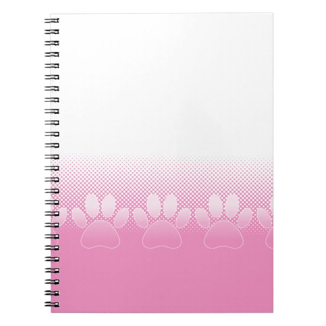Cuaderno Paws Rosados Y Blancos Con Fondo De Prensa (Frente)