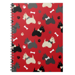 Cuaderno Paws y huesos aterradores escoceses rojos