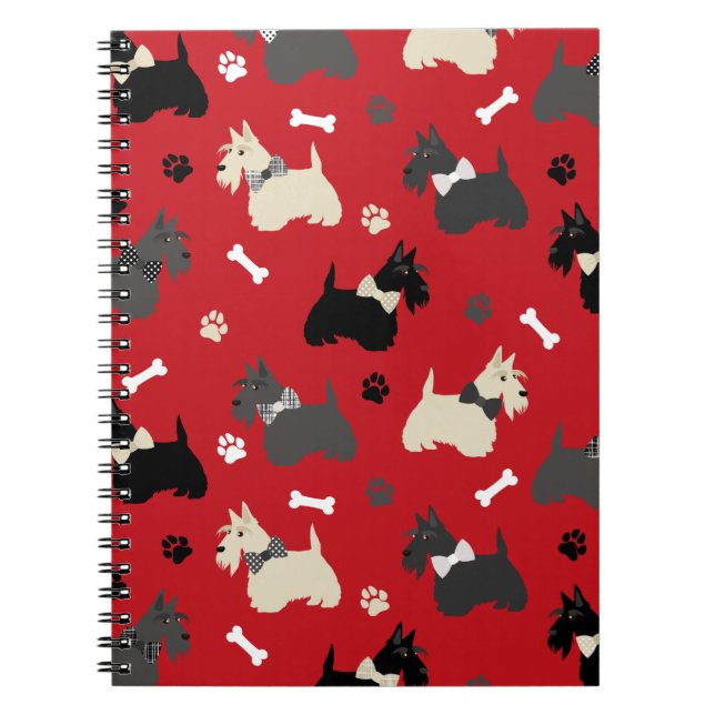Cuaderno Paws y huesos aterradores escoceses rojos (Frente)