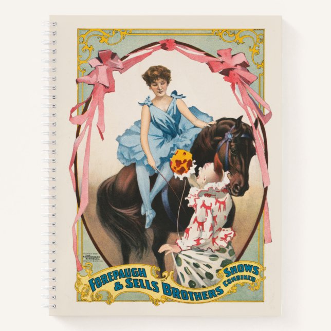 Cuaderno Payaso Entregando Flores A Una Mujer A Caballo (Anverso)