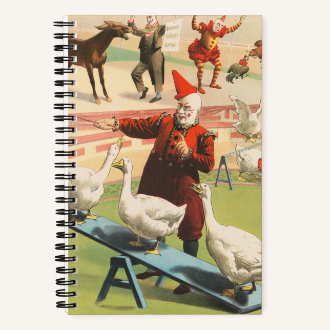 Cuaderno Payasos Con Geese, Roosters Y Donkey. (Anverso)