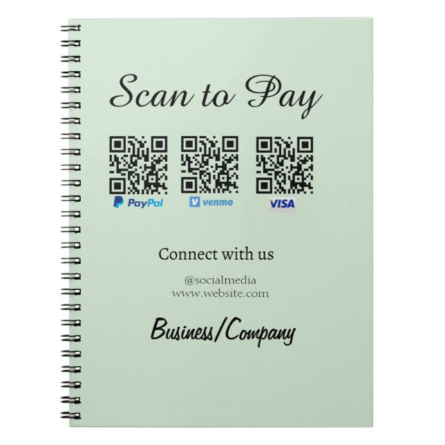 Cuaderno paypal venmo visa tarjeta de crédito escanear para (Frente)