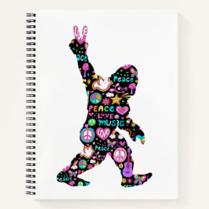 Cuaderno Paz Amor Bigfoot Hippie Divertido Amante de Bigfoo