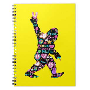 Cuaderno Paz Amor Bigfoot Hippie Divertido Amante de Bigfoo