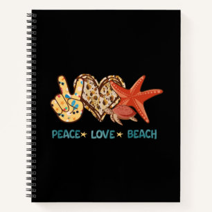 Cuaderno Paz, amor, playa   Paz manual, corazón, tortuga
