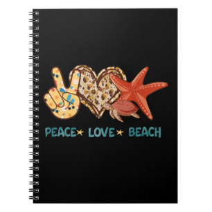 Cuaderno Paz, amor, playa   Paz manual, corazón, tortuga