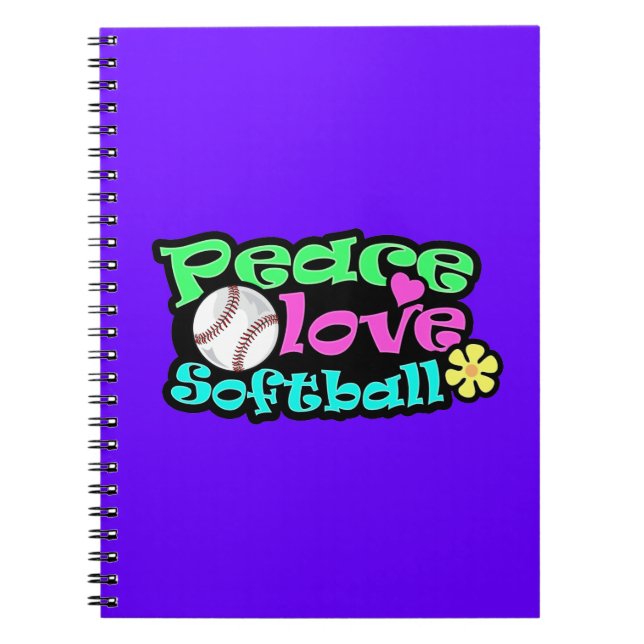Cuaderno Paz, amor, softball (Frente)
