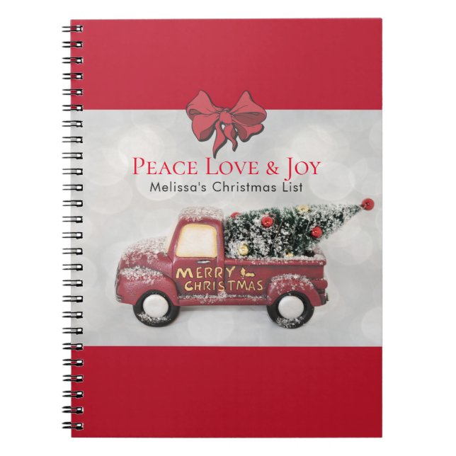 Cuaderno Paz Amor y Alegría Camión de Juguetes Feliz Navida (Frente)