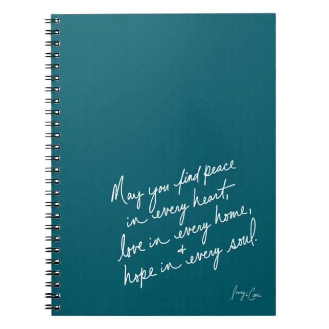 Cuaderno Paz Amor y Esperanza Espiritual Escrita a Mano (Frente)