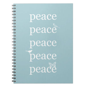 Cuaderno Paz Azul Blanco aves mariposa inspiracional