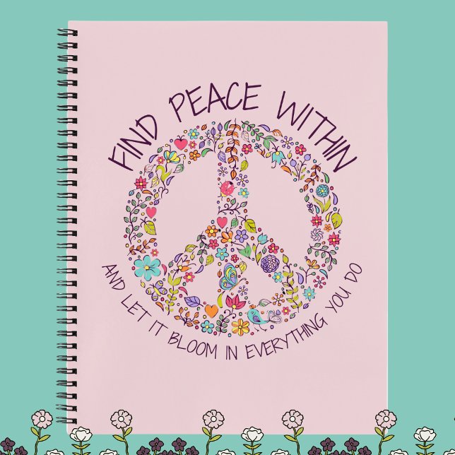 Cuaderno Paz personalizada dentro de la floral (Personalized Peace Within Floral Notebook)