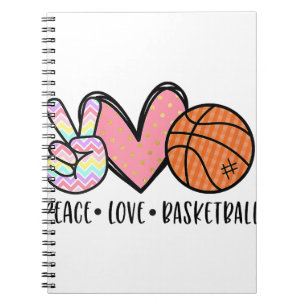 Cuaderno Peace Love Basketball Heart for Women Adolescentes