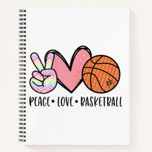 Cuaderno Peace Love Basketball Heart for Women Adolescentes
