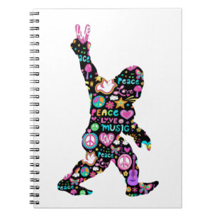Cuaderno Peace Love Bigfoot Hippie Funny Bigfoot Lover