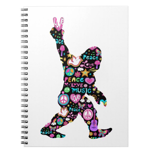 Cuaderno Peace Love Bigfoot Hippie Funny Bigfoot Lover (Frente)