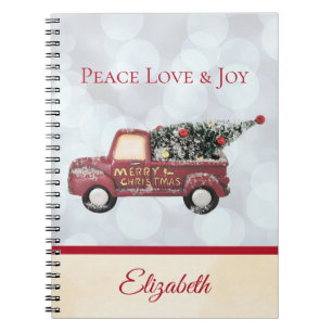 Cuaderno Peace Love & Joy Toy Truck Merry Christmas