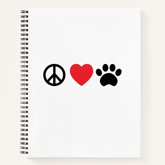 Cuaderno Peace Love Paw (Anverso)