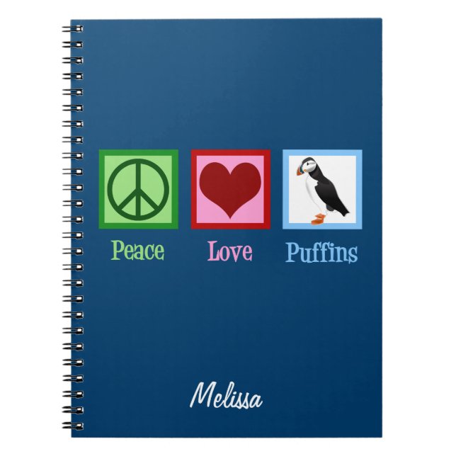 Cuaderno Peace Love Puffins (Frente)