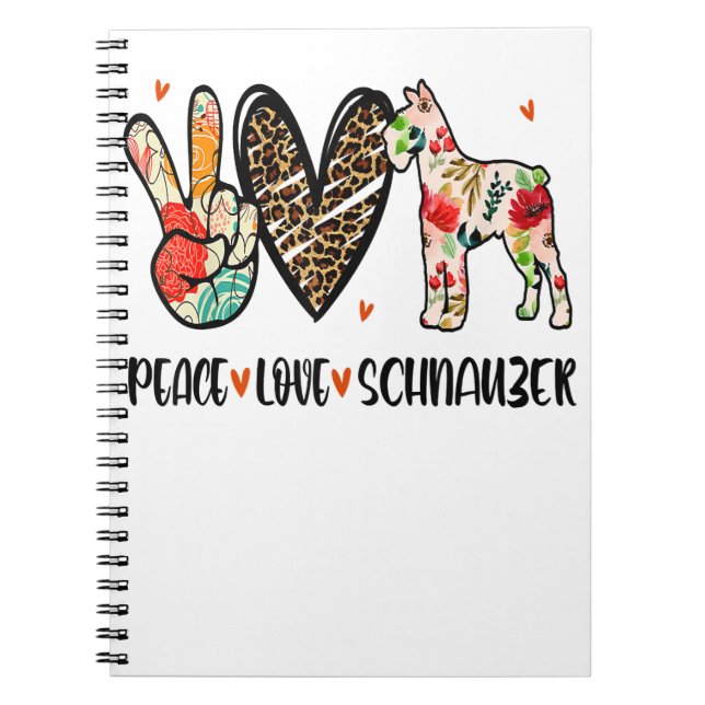 Cuaderno Peace Love Schnauzer Funny Gig Perg Lover (Frente)