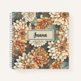 Cuaderno Peach Beige Chrysanthemum Floral Spiral Notebook